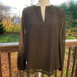 NWT LOFT textured blouse, Dark Green, S